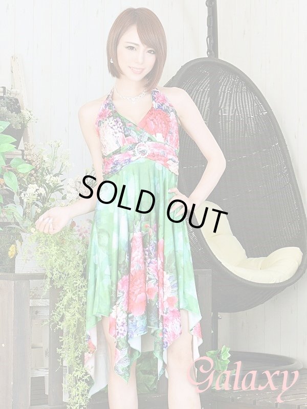 画像7: クリスタルストーン付サークルバックル*VIVIDフラワー柄ランダムカットミニドレス*2color (7)