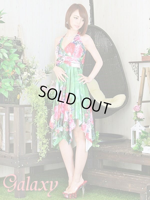 画像10: クリスタルストーン付サークルバックル*VIVIDフラワー柄ランダムカットミニドレス*2color (10)