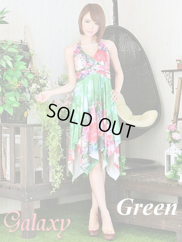 画像8: クリスタルストーン付サークルバックル*VIVIDフラワー柄ランダムカットミニドレス*2color (8)