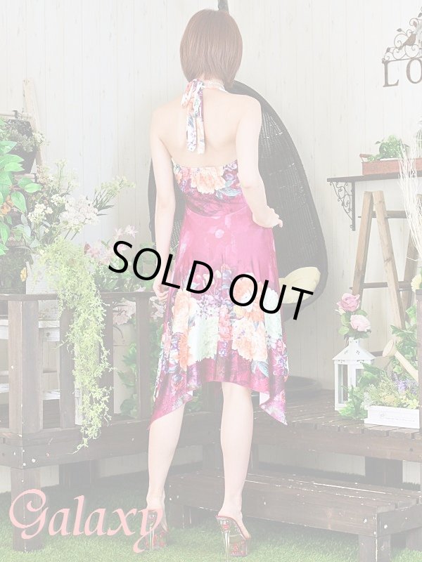 画像5: クリスタルストーン付サークルバックル*VIVIDフラワー柄ランダムカットミニドレス*2color (5)