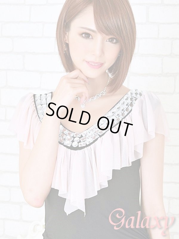 画像6: 贅沢ビジュ盛り*シフォン切替スーパーストレッチミニドレス*2color　 (6)