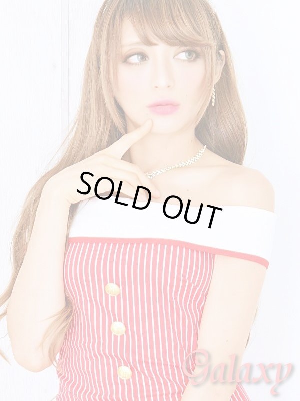 画像20: ゴールド釦*ストライプ柄オフショルストレッチミニワンピ*4color (20)