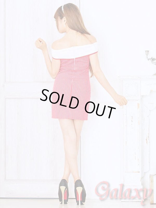 画像19: ゴールド釦*ストライプ柄オフショルストレッチミニワンピ*4color (19)