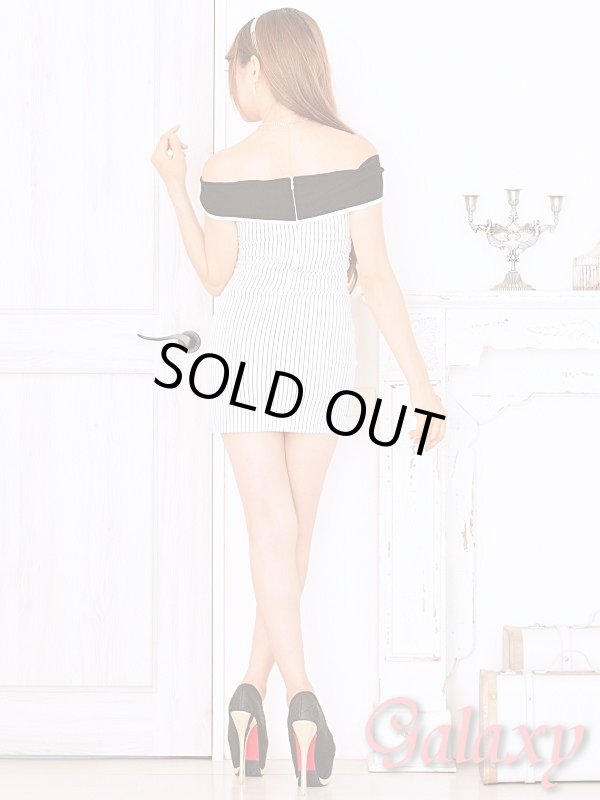 画像14: ゴールド釦*ストライプ柄オフショルストレッチミニワンピ*4color (14)