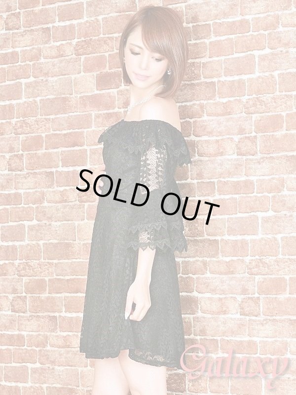 画像3: リーフ柄総レース*オフショル長袖ワンピース*3color*S/M (3)