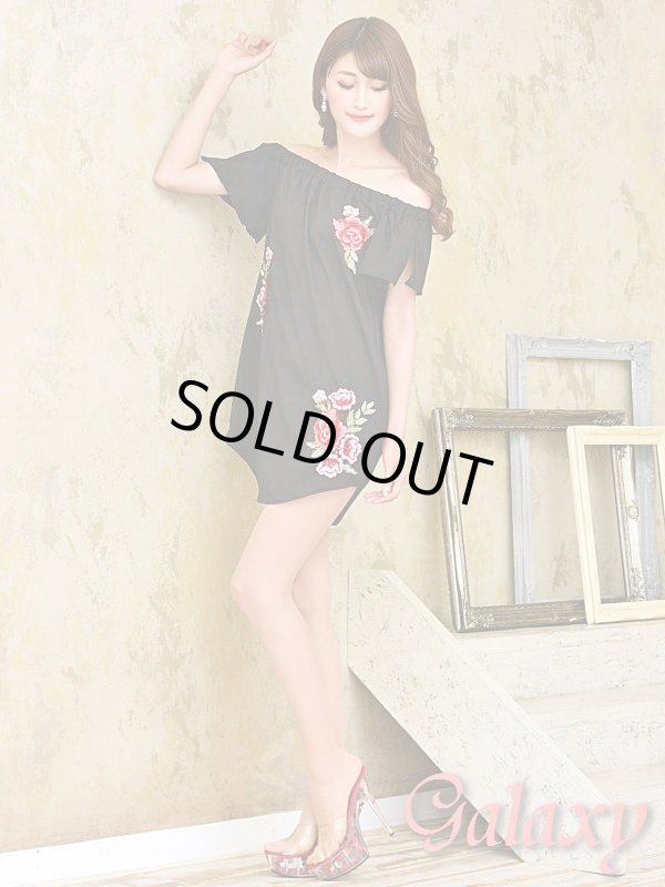 画像10: 薔薇刺繍入り*オフショルチュニックシャツワンピース*3color (10)