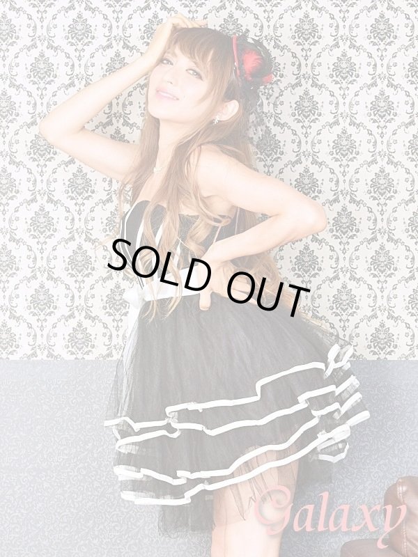 画像9: キュートなサテンリボン使いフレアーチュールミニドレス*2color (9)