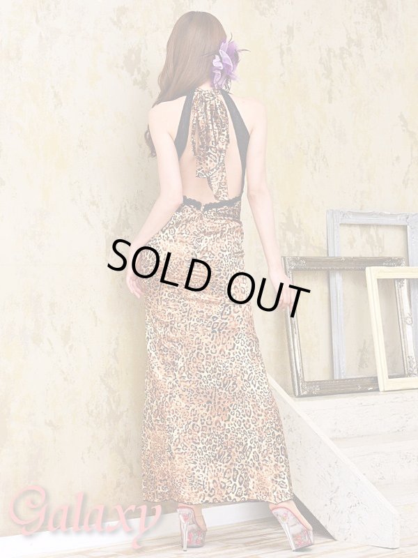 画像5: 胸下透けレース*バックＳＥＸＹ開きレオパードロングドレス (5)
