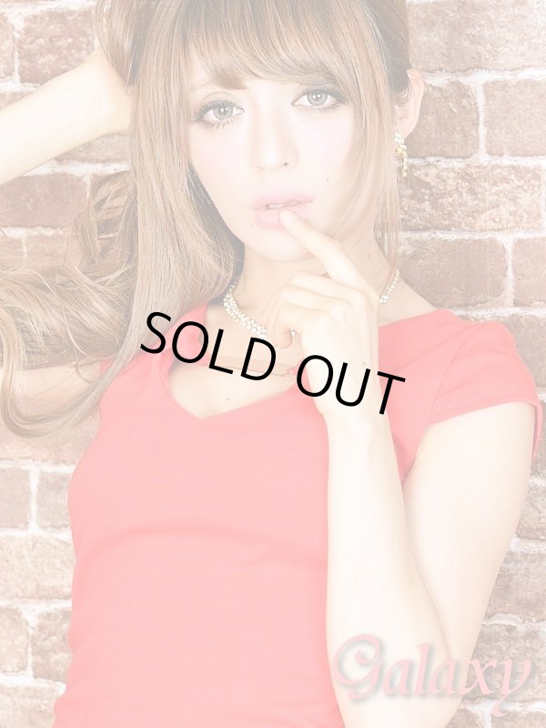 画像18: ゴールドプレート装飾*SEXY谷間ホール*ストレッチミニドレス*3color (18)