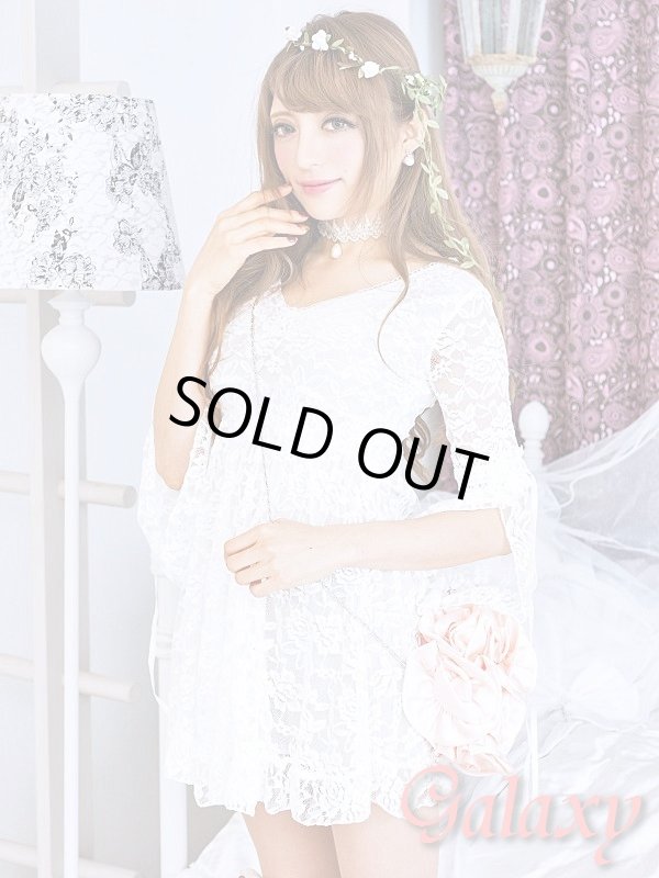 画像7: 胸元Ｖ総レースデザイン*セクシーフレアーミニドレス*2color (7)