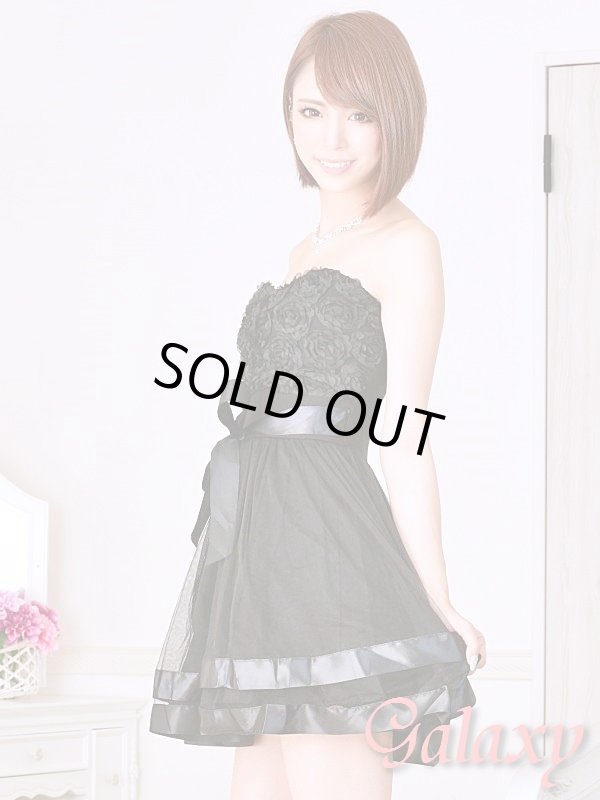 画像10: 裾サテン*フラワーモチーフ*ウエストリボンチュールミニドレス*3color (10)