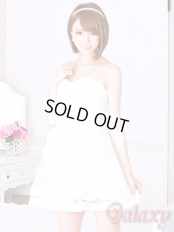 画像14: 裾サテン*フラワーモチーフ*ウエストリボンチュールミニドレス*3color (14)