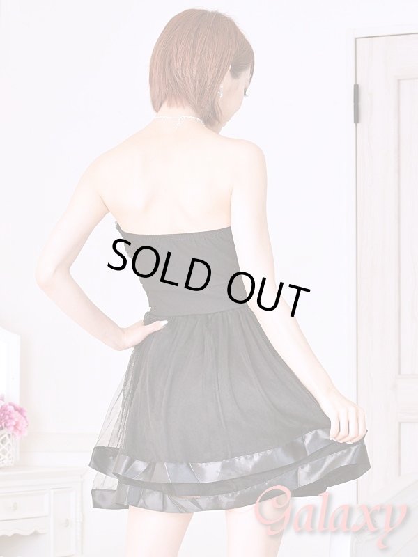 画像11: 裾サテン*フラワーモチーフ*ウエストリボンチュールミニドレス*3color (11)