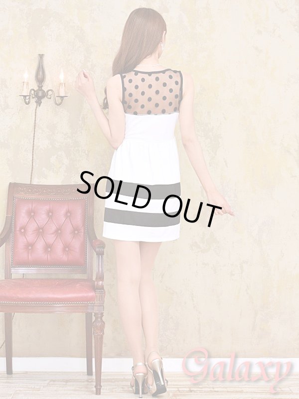 画像5: ドット柄透けネット切替*バイカラーボーダースカート*Aラインワンピース*2color (5)