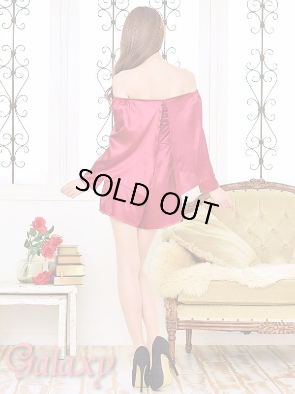 画像5: 艶美*長袖SEXYオフショル*サテン生地ロンパース*ショーパンオールインワン (5)