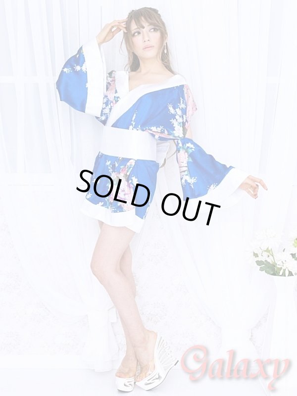 画像3: 孔雀和柄*アームカットデザインSEXY花魁着物ドレス (3)