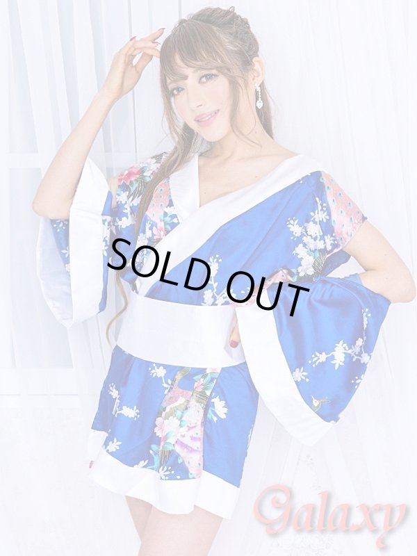 画像2: 孔雀和柄*アームカットデザインSEXY花魁着物ドレス (2)