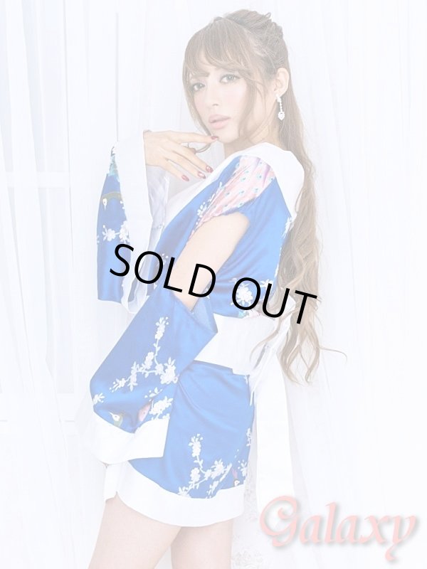 画像4: 孔雀和柄*アームカットデザインSEXY花魁着物ドレス (4)