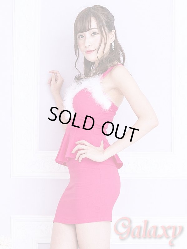 画像2: 【WinterCollection】胸元ファー付き*バッククロスペプラムデザイン*ストレッチワンピース (2)