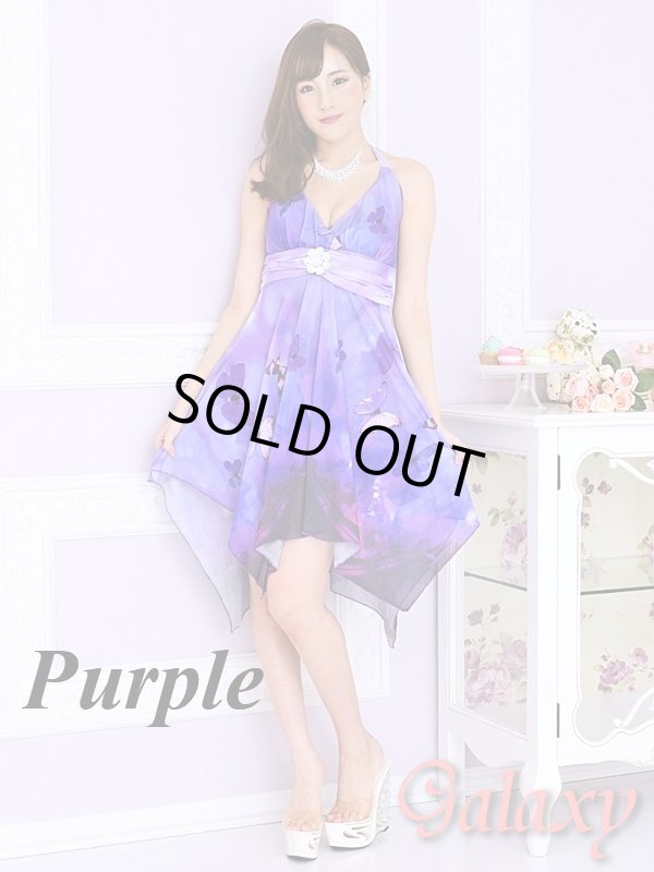 画像2: フラワーブローチ付*グラデーションバタフライアシメカットミニドレス*3color*M/L (2)