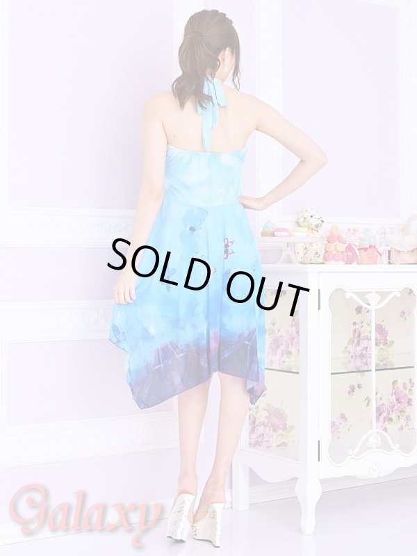 画像17: フラワーブローチ付*グラデーションバタフライアシメカットミニドレス*3color*M/L (17)