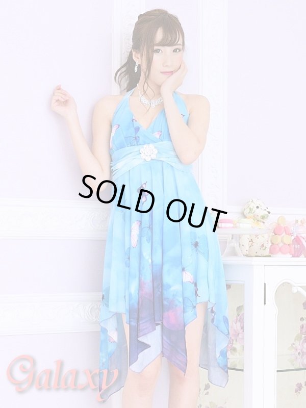 画像13: フラワーブローチ付*グラデーションバタフライアシメカットミニドレス*3color*M/L (13)