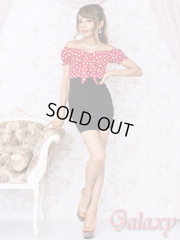 画像2: 胸元でかリボン*ドット柄オフショルミニワンピース (2)