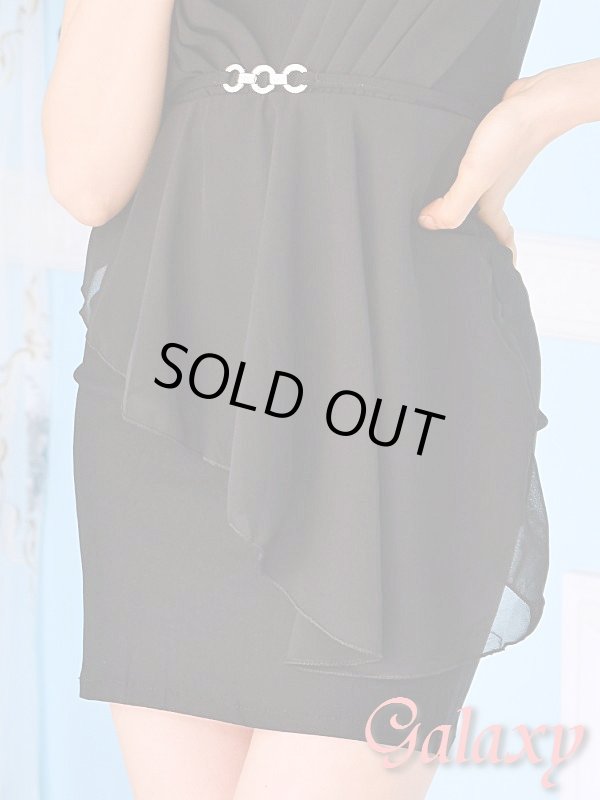 画像10: 胸元プリーツ*フロントアクセ付*変形ペプラムストレッチタイトミニドレス*4color (10)