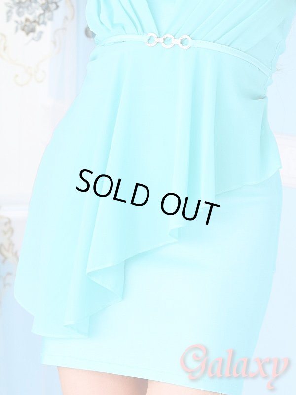 画像5: 胸元プリーツ*フロントアクセ付*変形ペプラムストレッチタイトミニドレス*4color (5)