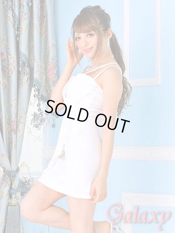 画像12: 胸元プリーツ*フロントアクセ付*変形ペプラムストレッチタイトミニドレス*4color (12)