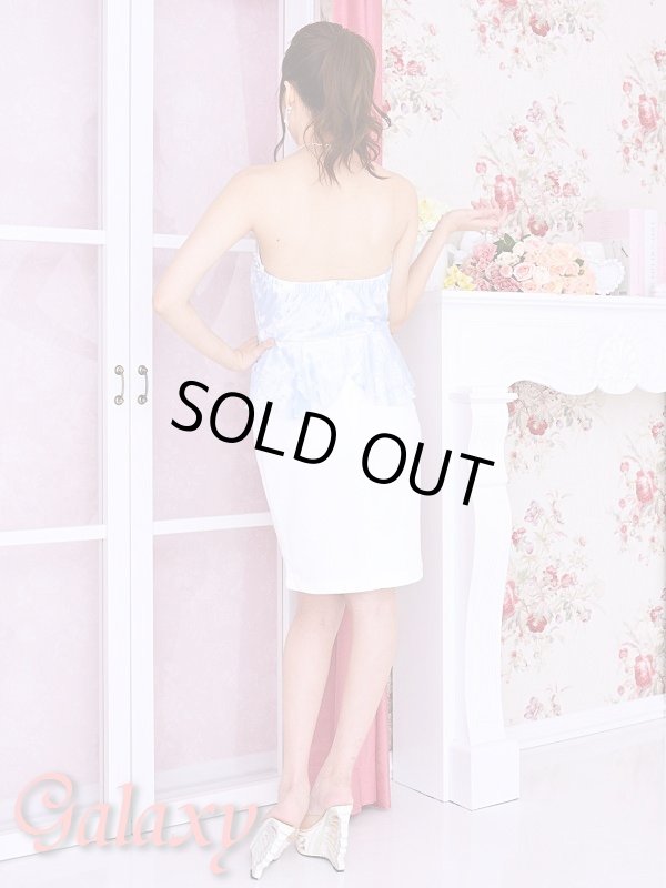 画像5: 【Rich or Die】ビジュー装飾ホールカット*シースルー花柄チュールレースバイカラーペプラム*ベアミニドレス*2color*M/L (5)