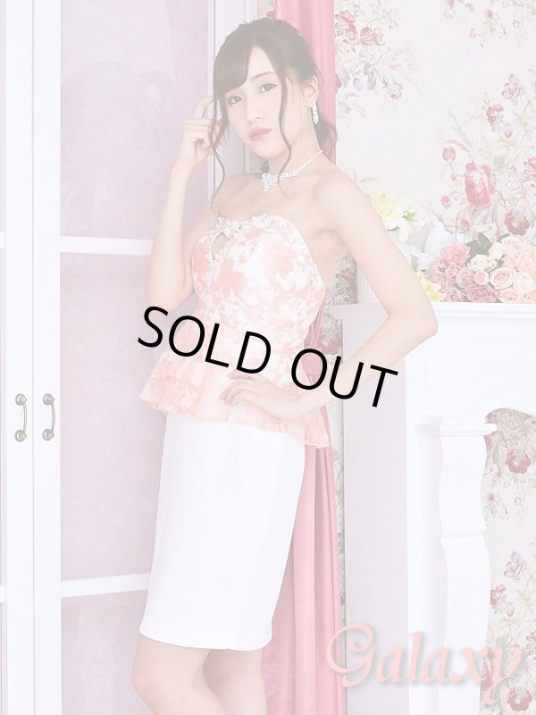 画像9: 【Rich or Die】ビジュー装飾ホールカット*シースルー花柄チュールレースバイカラーペプラム*ベアミニドレス*2color*M/L (9)