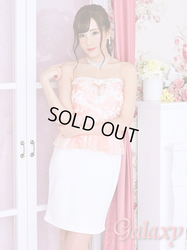 画像7: 【Rich or Die】ビジュー装飾ホールカット*シースルー花柄チュールレースバイカラーペプラム*ベアミニドレス*2color*M/L (7)