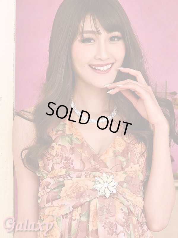 画像6: フラワーブローチ付*ロマンティックフラワー*シフォンミニドレス*2color*M/Lサイズ (6)