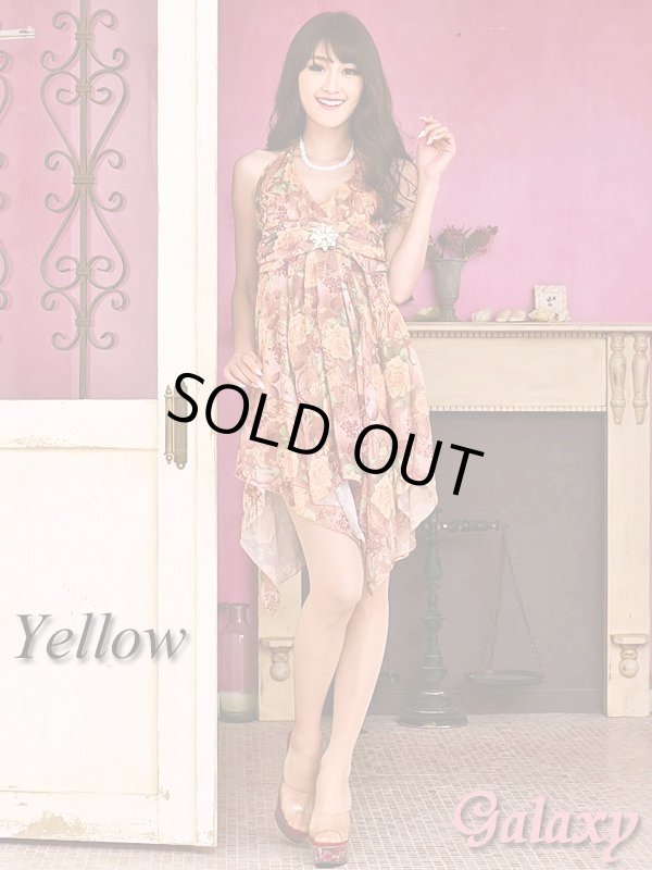 画像2: フラワーブローチ付*ロマンティックフラワー*シフォンミニドレス*2color*M/Lサイズ (2)