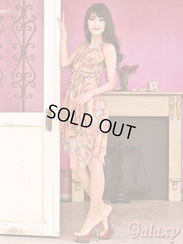 画像4: フラワーブローチ付*ロマンティックフラワー*シフォンミニドレス*2color*M/Lサイズ (4)