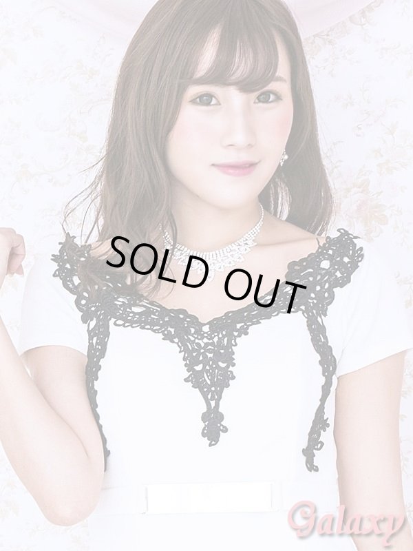 画像12: ラグジュアリーレース重ね*GOLDバックル付フェイクベルト*オフショルバイカラータイトミニドレス*2color*S/M/L (12)