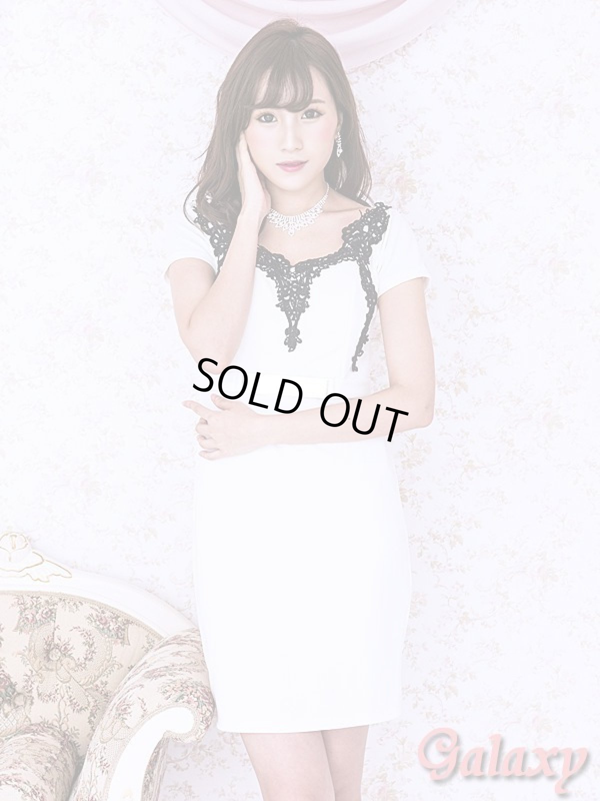 画像7: ラグジュアリーレース重ね*GOLDバックル付フェイクベルト*オフショルバイカラータイトミニドレス*2color*S/M/L (7)