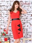 画像1: 【L.A.ドレス】胸元カシュクールデザイン*合皮切替ワンピース*1color (1)