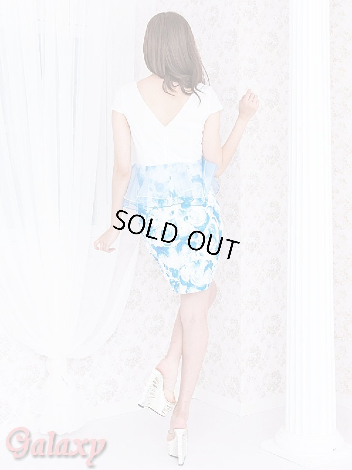 画像5: Richビジュー装飾ホースシューカット*2段オーガンジーペプラム薔薇柄ミニドレス*2color*M/L (5)