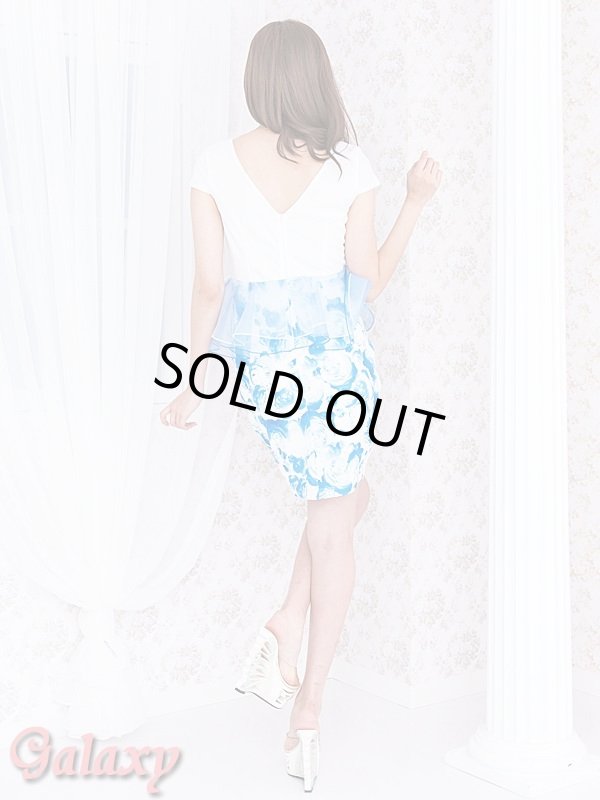 画像5: Richビジュー装飾ホースシューカット*2段オーガンジーペプラム薔薇柄ミニドレス*2color*M/L (5)