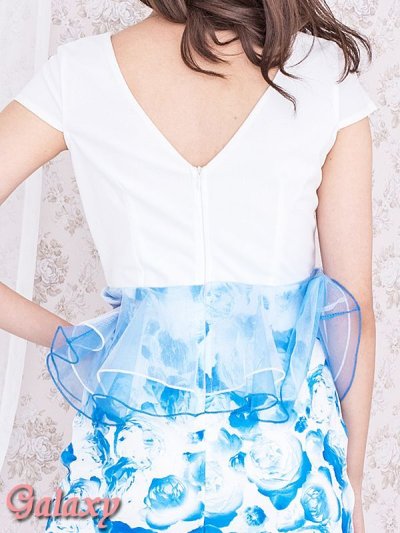 画像2: Richビジュー装飾ホースシューカット*2段オーガンジーペプラム薔薇柄ミニドレス*2color*M/L