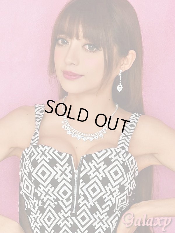 画像6: 胸元ジップアップ*ウエストシースルー*パターン柄フレアーミニワンピース*2pattern (6)