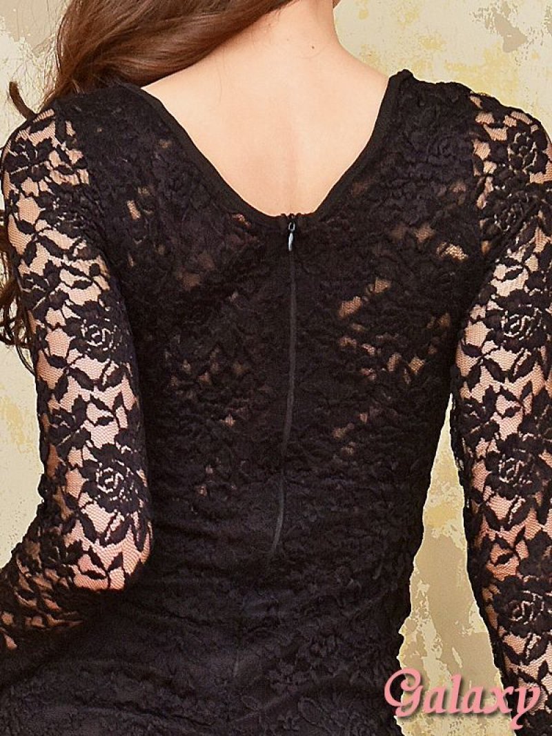 画像2: ウエストSEXY開き*総レース長袖ワンピース*3color*S/M/L