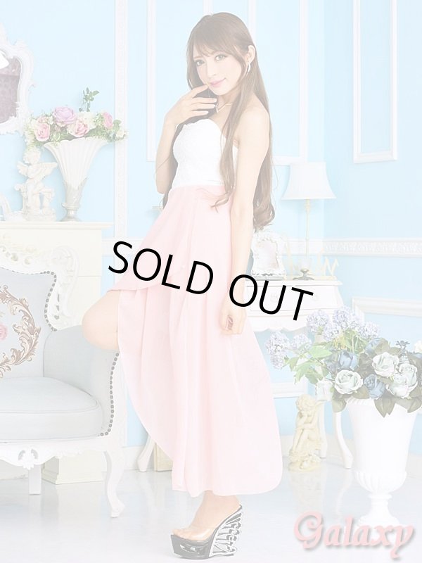 画像4: 胸元ハートカットレースデザイン*シフォン切替ミニinドレス*2color (4)