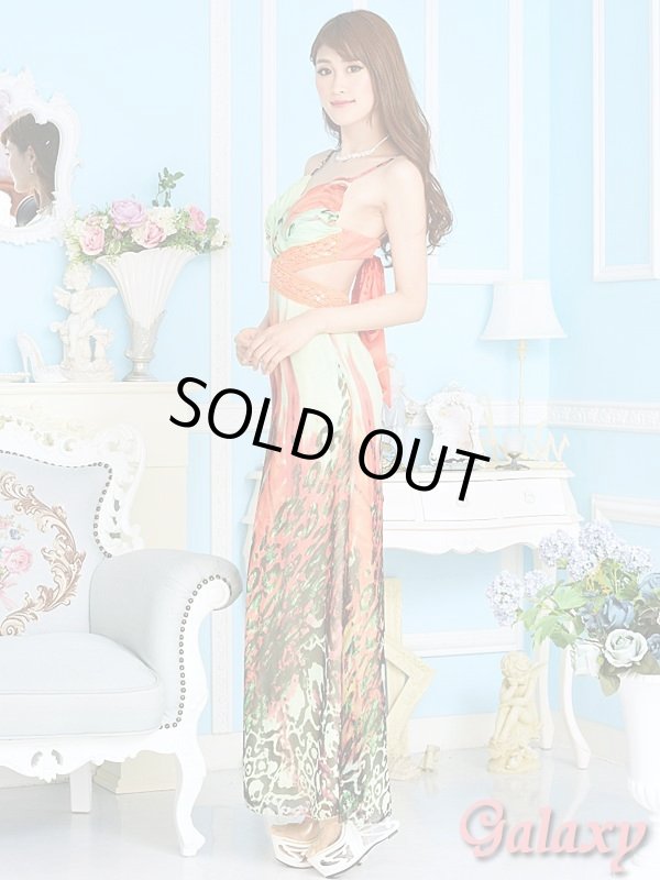 画像3: ウエストSEXY開き*胸元プリーツ*レオパード柄シフォンロングドレス (3)