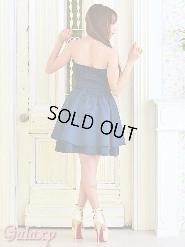 画像5: 銀糸入りペイズリーフラワー柄ケミカルレース*タック入り上品Ａラインミ二ドレス (5)