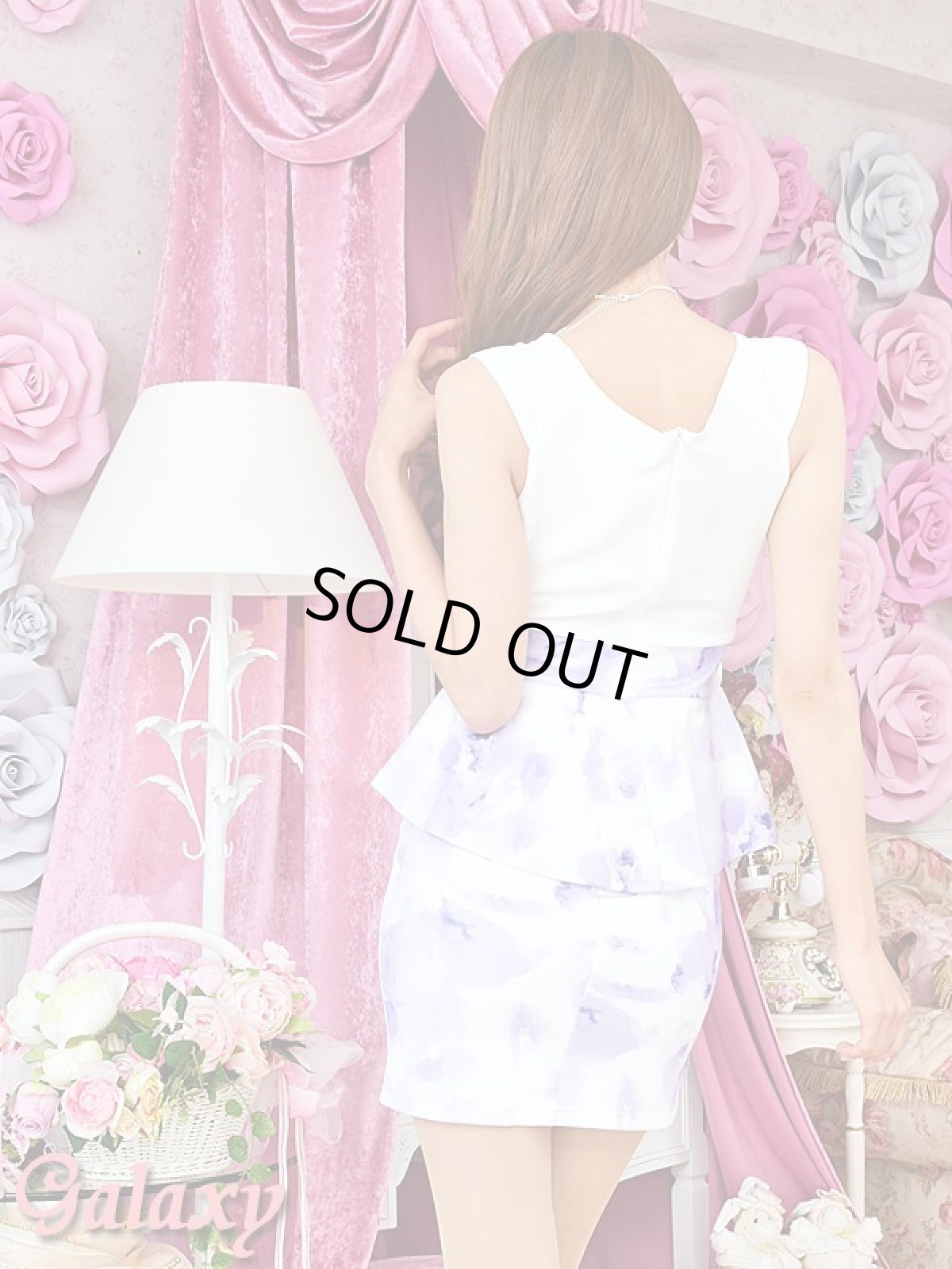 画像5: 【milky way】ウエストリボン*オフショル花柄ペプラムタイトミニワンピース*1color (5)