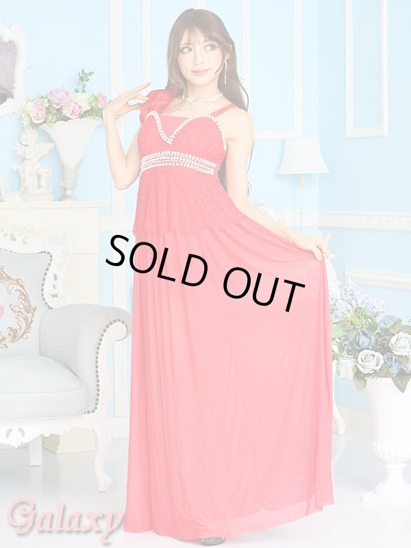 画像7: パールビーズ装飾*レースぺプラムストレッチロングドレス*2color (7)