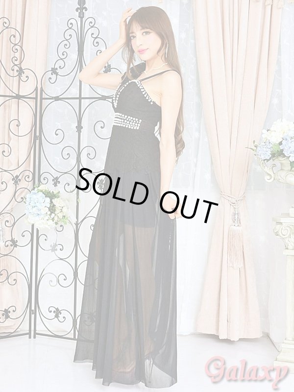 画像3: パールビーズ装飾*レースぺプラムストレッチロングドレス*2color (3)